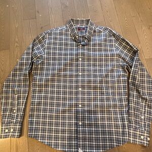 UNTUCKit Men’s Large Slim Fit Blue Plaid Button Down Shirt 100% Cotton